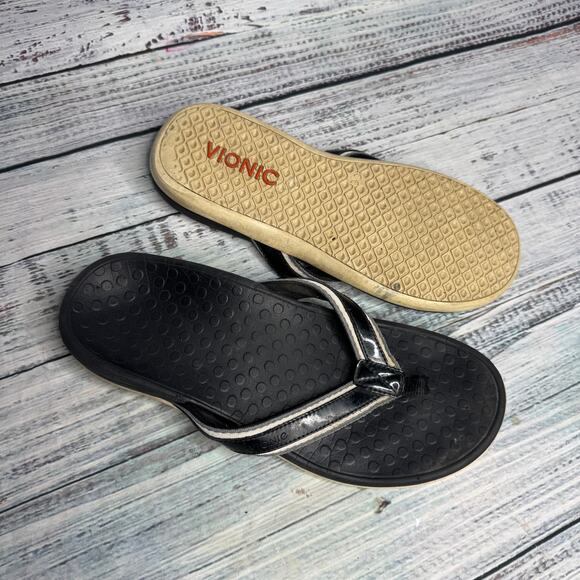 Vionic Black Flip Flop Sandals Women’s Size 11 Comfort Orthotic Arch Support - Picture 1 of 3